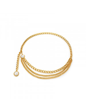 腰链•Glam Ever X Akiiiko联名系列 Pearl metal chain Waist chain 珍珠金属链条多层腰链 