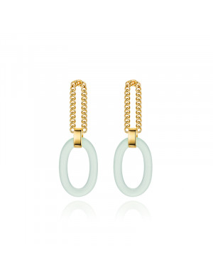耳环•Glam Ever 玉石系列 Ring chain stitching jade stud 环形链条拼接玉石耳钉