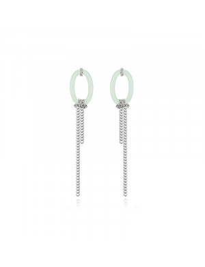耳环•Glam Ever 玉石系列 Metallic long tassel jade earrings 金属长流苏玉石耳环