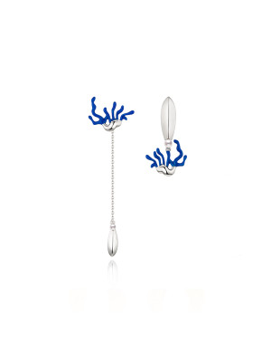 耳环•Glam Ever X 伍嘉成联名无名岛系列 Asymmetrical the waves earrings 不对称浪花长链耳环
