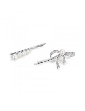 发夹•Glam Ever X Akiiiko联名系列 Bow pearl hairpin 蝴蝶结珍珠发夹