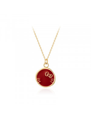 项链•GlamEver X Hello Kitty系列 Hello KittyRed disc necklace 红色圆盘项链