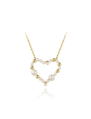 项链•流光系列 Streamer pearl hollow love necklace 流光珍珠镂空爱心项链
