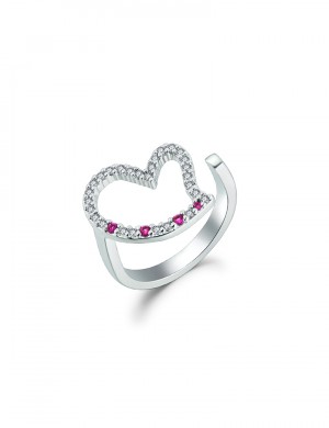 戒指• 臻爱之心系列 Shape of My Heart Ring镂空锆石爱心开口戒指