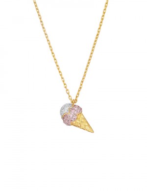 项链• 冰淇淋系列 Ice Cream Necklace双色锆石冰淇淋项链