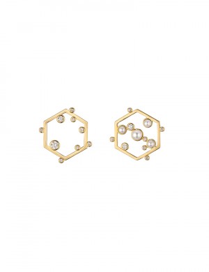 耳环• 闪烁窗花系列 Paper Cut Diamond Earrings珍珠锆石不对称窗花耳钉
