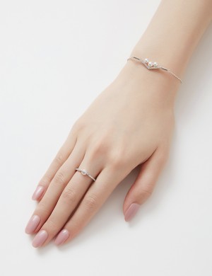 戒指• 锆石珍珠系列 Dazzling Diamond Lonely Pearl Ring回形单颗珍珠锆石戒指