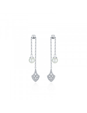 耳环•鱼尾系列 Fish Tail with Pearls Earrings 鱼尾珍珠可调节耳环