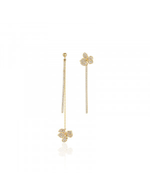 耳环•兰花系列Orchid Asymmetrical long chain Earrings兰花不对称长链耳环   