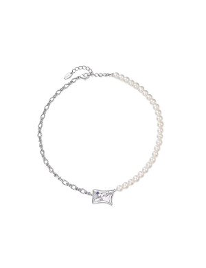 项链•甜梦系列 Pillow imitation pearl chain patchwork necklace 枕头仿珍珠链条拼接项链