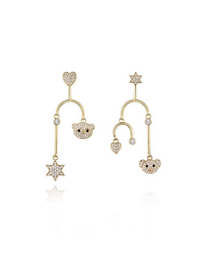耳环•小熊系列 Little Bear star asymmetrical earrings 小熊星星不对称耳环