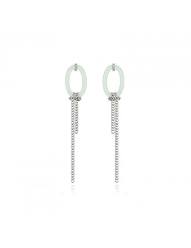 耳环•Glam Ever 玉石系列 Metallic long tassel jade earrings 金属长流苏玉石耳环