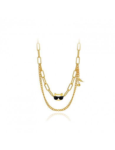 项链•Glam Ever X 伍嘉成联名猫乐系列 Cat music necklace 猫咪音符链条双层项链