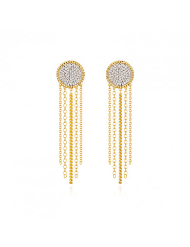 耳环•Glam Ever X 陈燃联名锆石系列 Circular pendant tassel earrings 圆盘吊坠流苏耳环