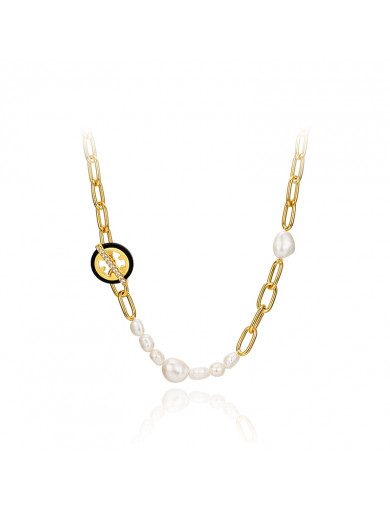  项链•Glam Ever X 伍嘉成联名猫乐系列 Black record pearl chain necklace 黑唱片珍珠链条项链