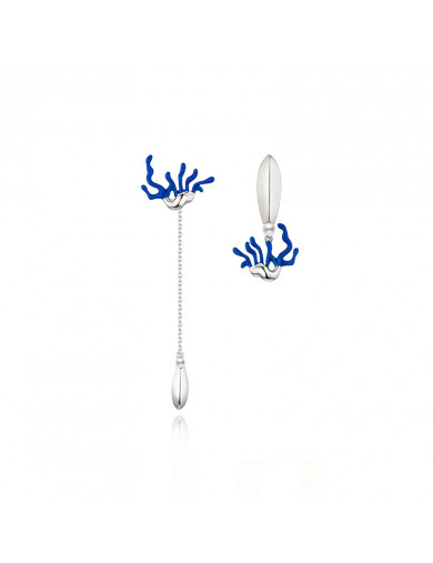 耳环•Glam Ever X 伍嘉成联名无名岛系列 Asymmetrical the waves earrings 不对称浪花长链耳环