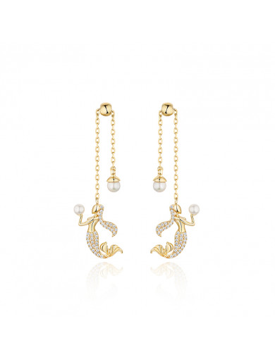 耳环•美人鱼系列 Mermaid's Eardrops Earrings 美人鱼珍珠长坠耳环