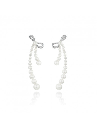 耳环•Glam Ever X Akiiiko联名系列 Bow pearl pendant earrings