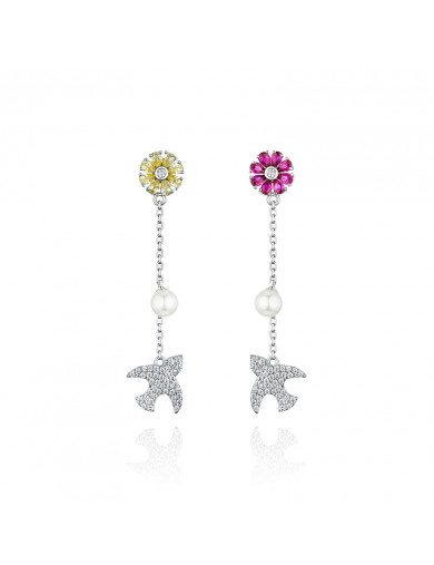 耳环•鸟语花香系列 Flower and bird pendant earrings 花鸟吊坠耳环
