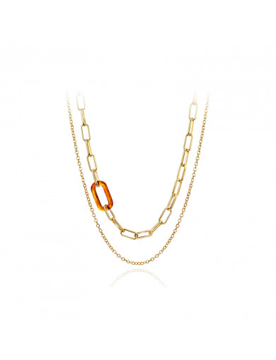 项链•Glam Ever X 陈燃联名树脂系列 Amber metallic necklace 琥珀色金属项链
