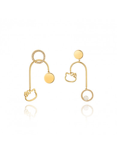 耳环•GlamEver X Hello Kitty系列 Hello Kitty Asymmetrical swing earrings 不对称摇摆吊坠耳环