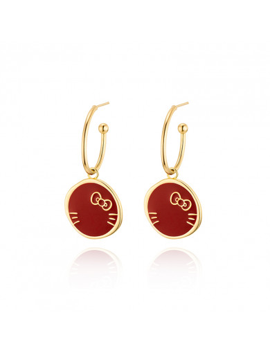 耳环•GlamEver X Hello Kitty系列 Hello Kitty Red disc earrings 红色圆盘耳环