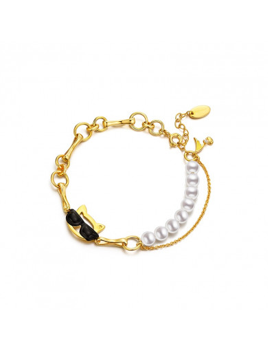 手链•Glam Ever X 伍嘉成联名猫乐系列 Cat pearl chain bracelet 猫咪珍珠链条手链