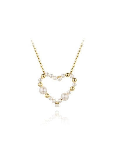 项链•流光系列 Streamer pearl hollow love necklace 流光珍珠镂空爱心项链
