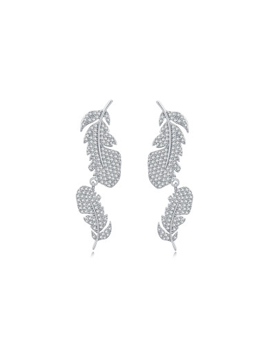 耳环•羽毛系列 Pearl feather stud earrings 羽毛拼接耳环