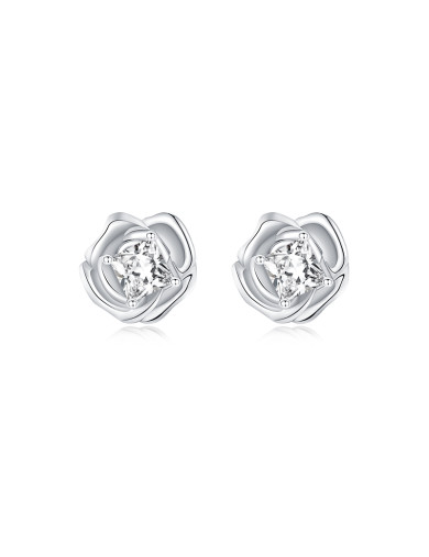 耳环•玫瑰系列 Zircon rose earrings 锆石玫瑰耳钉