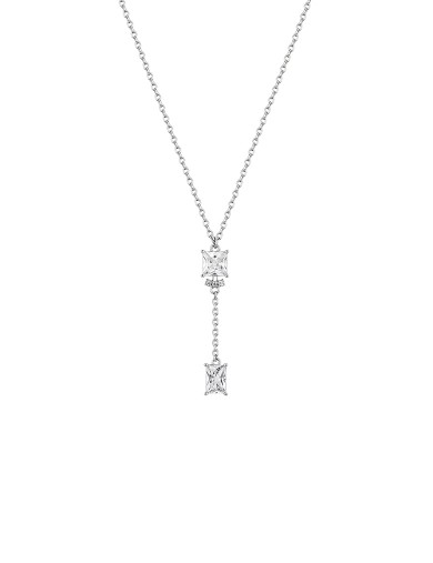 项链•  灵动锆石系列 Double Diamond Necklace方形锆石吊坠项链