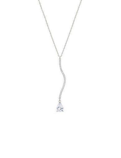 项链• 灵动锆石系列 Water Wave Diamond Necklace全钻波纹水滴项链