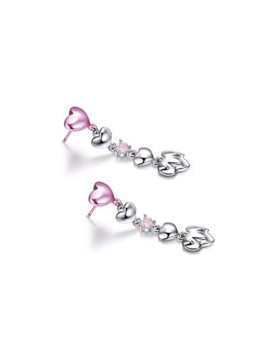 耳环•奶油爱心系列  Pink cream sweetheart patchwork earrings 粉色奶油甜心拼接耳环