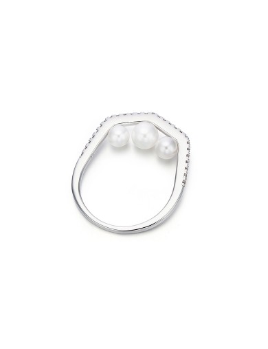 戒指• 锆石珍珠系列 Dazzling Diamond triple Pearls Ring三颗珍珠锆石戒指