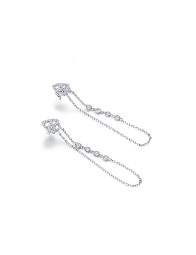 耳环•鱼尾系列 Fish Tail Long Earrings 鱼尾锆石长链耳环