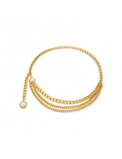 腰链•Glam Ever X Akiiiko联名系列 Pearl metal chain Waist chain 珍珠金属链条多层腰链 
