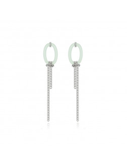 耳环•Glam Ever 玉石系列 Metallic long tassel jade earrings 金属长流苏玉石耳环