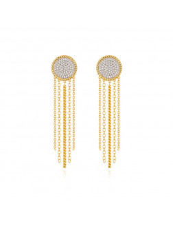 耳环•Glam Ever X 陈燃联名锆石系列 Circular pendant tassel earrings 圆盘吊坠流苏耳环