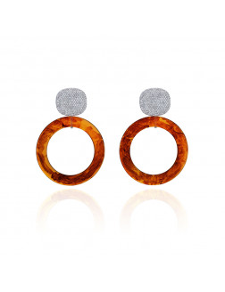耳环•Glam Ever X 陈燃联名树脂系列 Round amber earrings 琥珀色圆形耳环