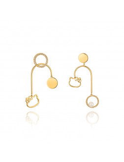 耳环•GlamEver X Hello Kitty系列 Hello Kitty Asymmetrical swing earrings 不对称摇摆吊坠耳环