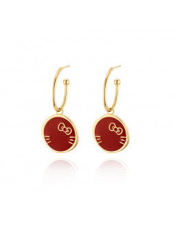 耳环•GlamEver X Hello Kitty系列 Hello Kitty Red disc earrings 红色圆盘耳环