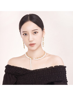 项链•Glam Ever X Akiiiko联名系列 pearl chain necklace 环形珍珠链条项链