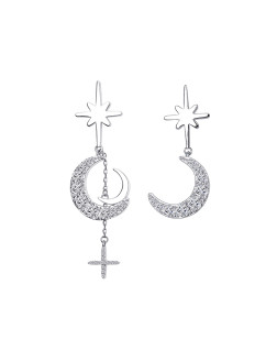 耳环•月亮系列 Asymmetrical star-moon earrings 不对称星月耳环