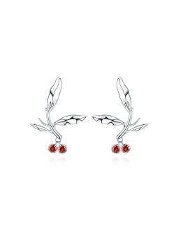 耳环•红果实系列 Red fruit leaf earrings 红果实叶子耳环