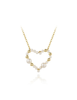 项链•流光系列 Streamer pearl hollow love necklace 流光珍珠镂空爱心项链