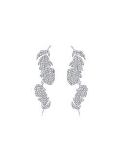 耳环•羽毛系列 Pearl feather stud earrings 羽毛拼接耳环