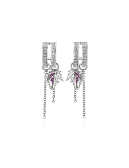 耳环•枫叶系列 Maple leaf fringe double hoop earrings 枫叶流苏双圈耳环