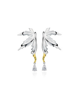 耳环•枫叶系列 拼色枫叶不对称耳环 Maple asymmetrical earrings