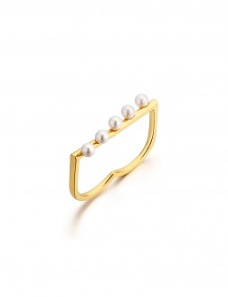 戒指• 珍珠乐园系列 Pearls by Pearls Ring流线形两指珍珠戒指