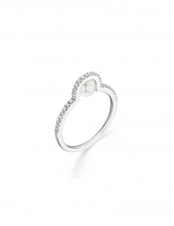 戒指• 锆石珍珠系列 Dazzling Diamond Lonely Pearl Ring回形单颗珍珠锆石戒指